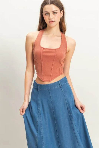 HYFVE Mineral Wash Halter Neck Everyday Top BRICK Trendsi 61815d906e9444e5bc7b831572a10414-Max-Origin