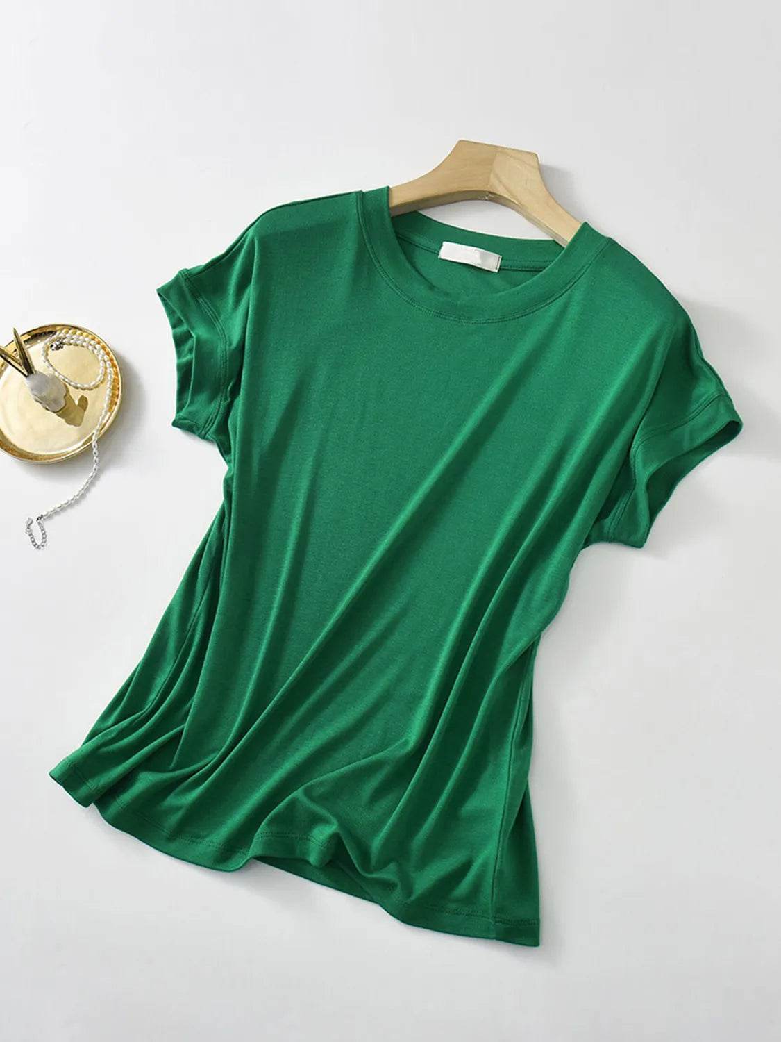 Round Neck Short Sleeve T-Shirt Trendsi 61a11077-f946-437a-89f1-e0f78040f3b0-Max-Origin