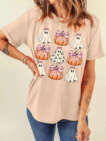 Halloween Bowknot Ghost Pumpkin Graphic T Shirt Trendsi 61cc45aeb47f4efebb27c857b5a65a27-Max-Origin