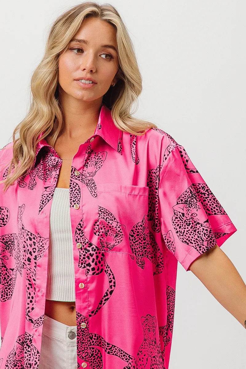 BiBi Leopard Print Short Sleeve Silky Satin Shirt Top Trendsi 61fb3cba2fc24ad6ab1c238fe1e12805-Max-Origin