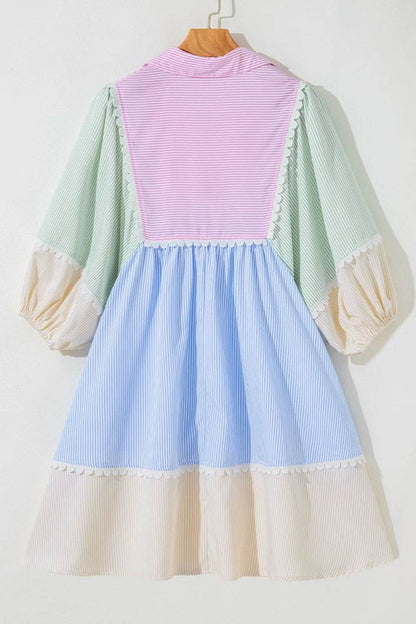 Striped Patchwork Ric Rac Puff Sleeve Collared Mini Dress Trendsi 621b10dc-d2fa-40f4-b527-2d751ad5ba8f-Max-Origin
