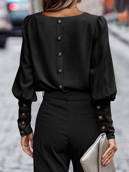 Round Neck Lantern Sleeve Blouse Trendsi 622f449bb6954831b808e82427662d64-Max