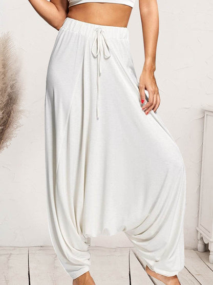 Tied Mid Waist Long Harem Pants White Trendsi 6294ee7fec754215ace0ae68c94653d6-Max