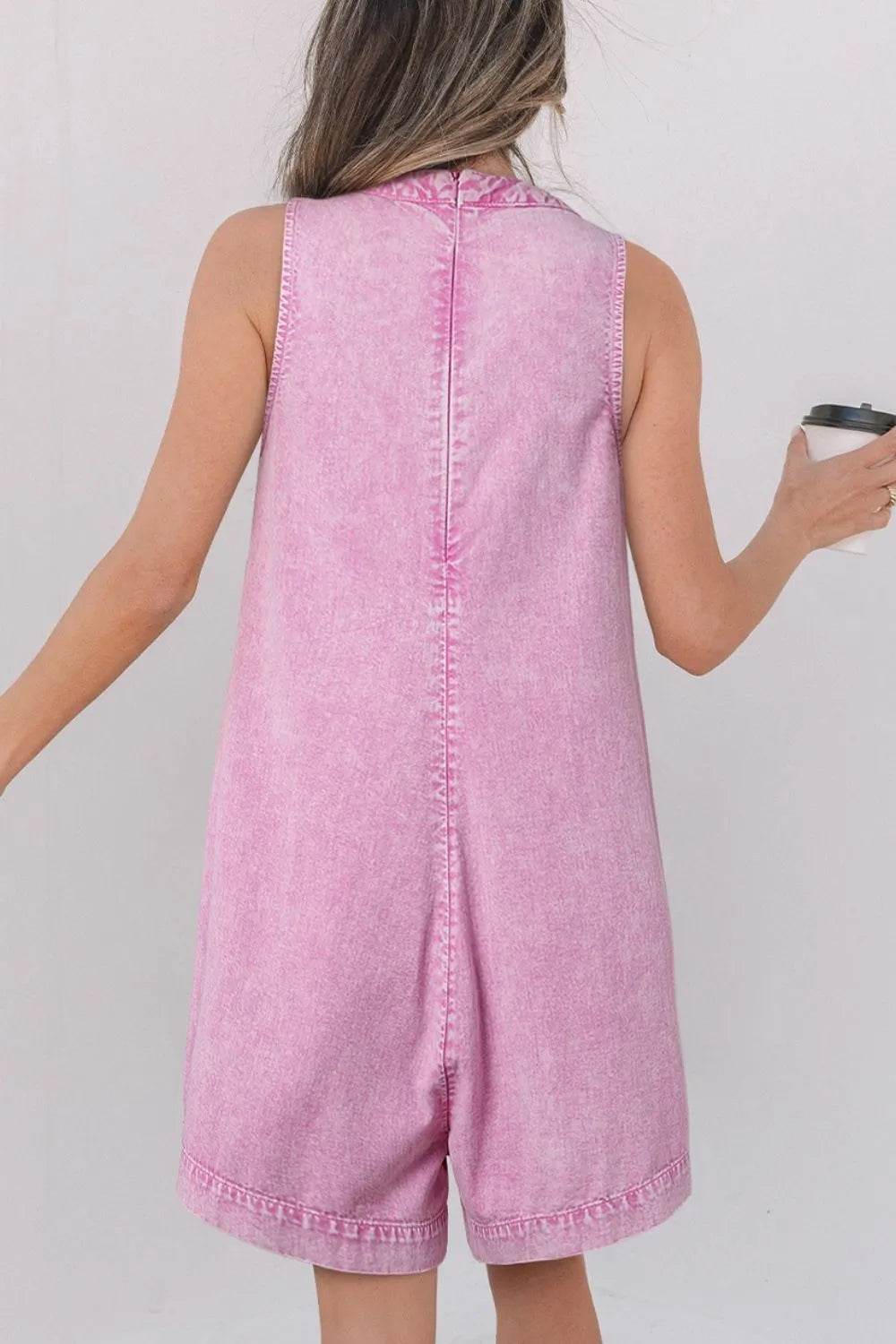 Mineral Wash Pleated Bust V Neck Sleeveless Denim Romper Trendsi 62a328b3-2dc2-4800-b80b-f3ac7b522d80-Max-Origin