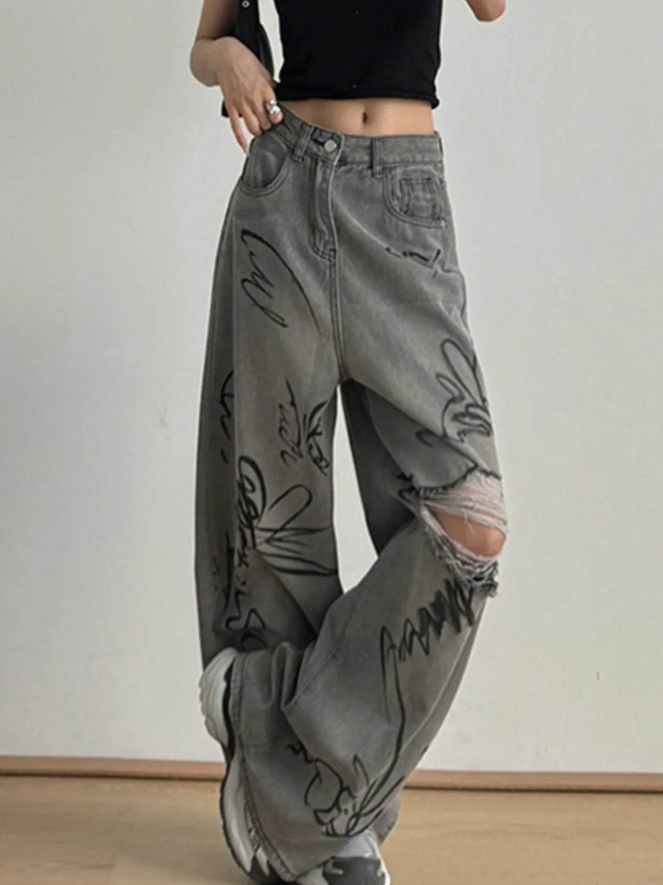 Printed Distressed Wide Leg Jeans Gray Trendsi 62ab39b2-a1dd-47dd-85f2-30bded0849b7-Max-Origin