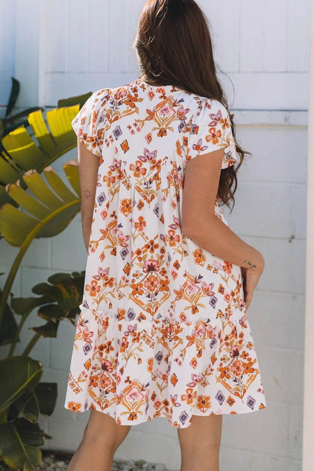 Printed Tie Neck Cap Sleeve Mini Dress Trendsi 62ac06dc-9f44-4163-88ab-a4a896502613-Max-Origin