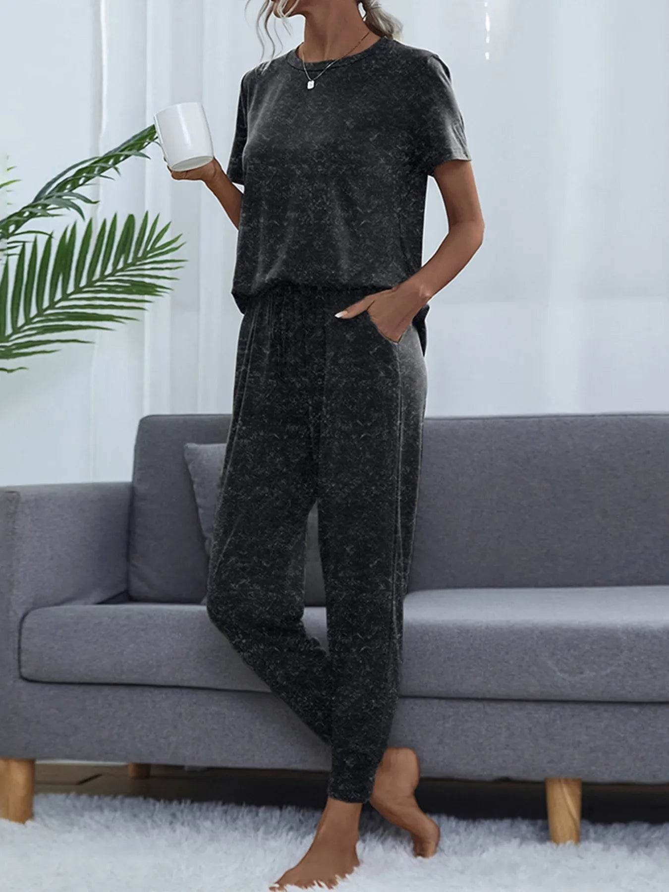 Round Neck Short Sleeve Top and Pants Lounge Set Trendsi 62e5060c433449dfba8f863d5f28232b-Max-Origin