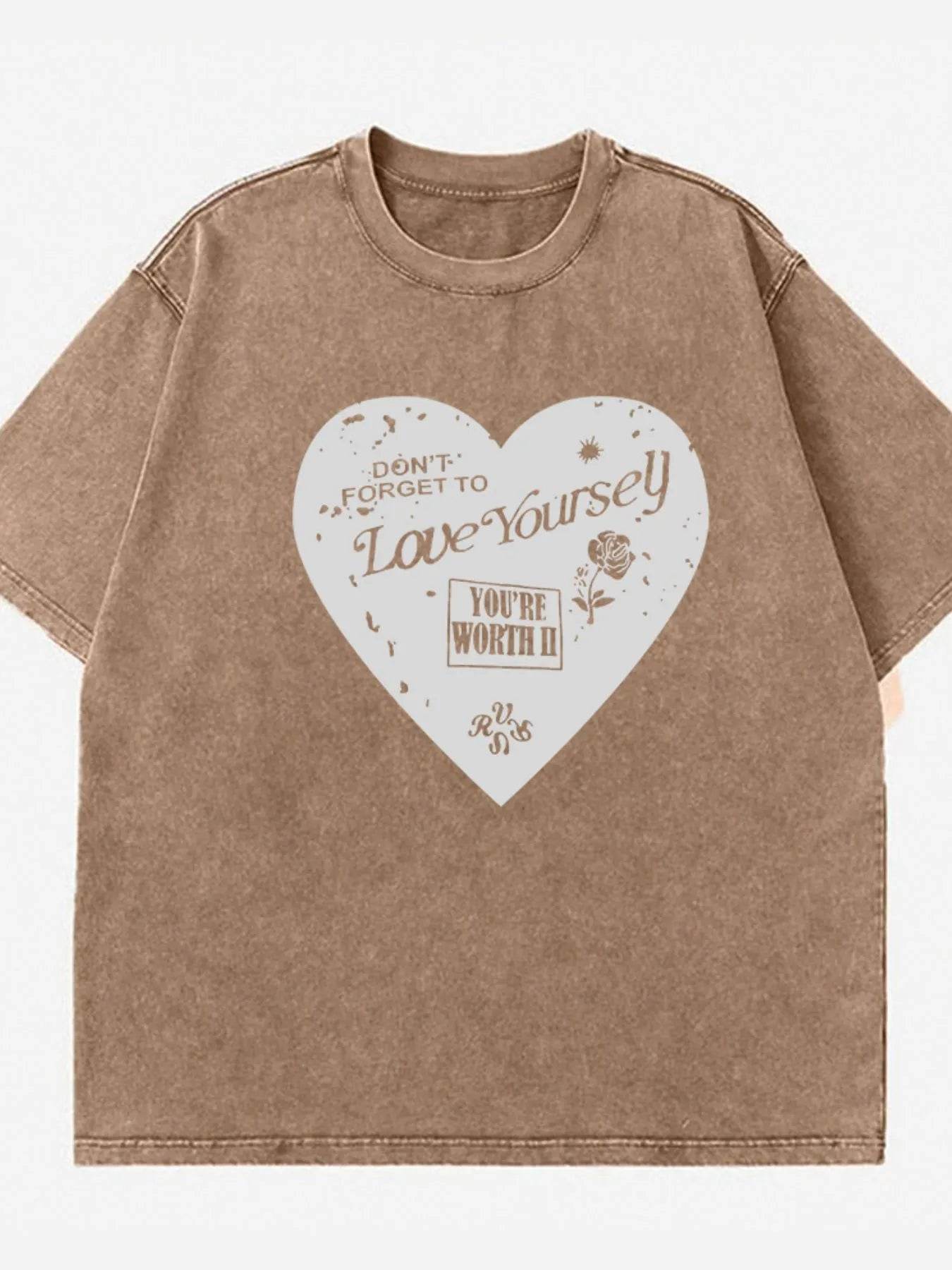 Heart Round Neck Short Sleeve T-Shirt Brown Trendsi 63175bfe-e028-4183-8775-401195b6c0a9-Max-Origin