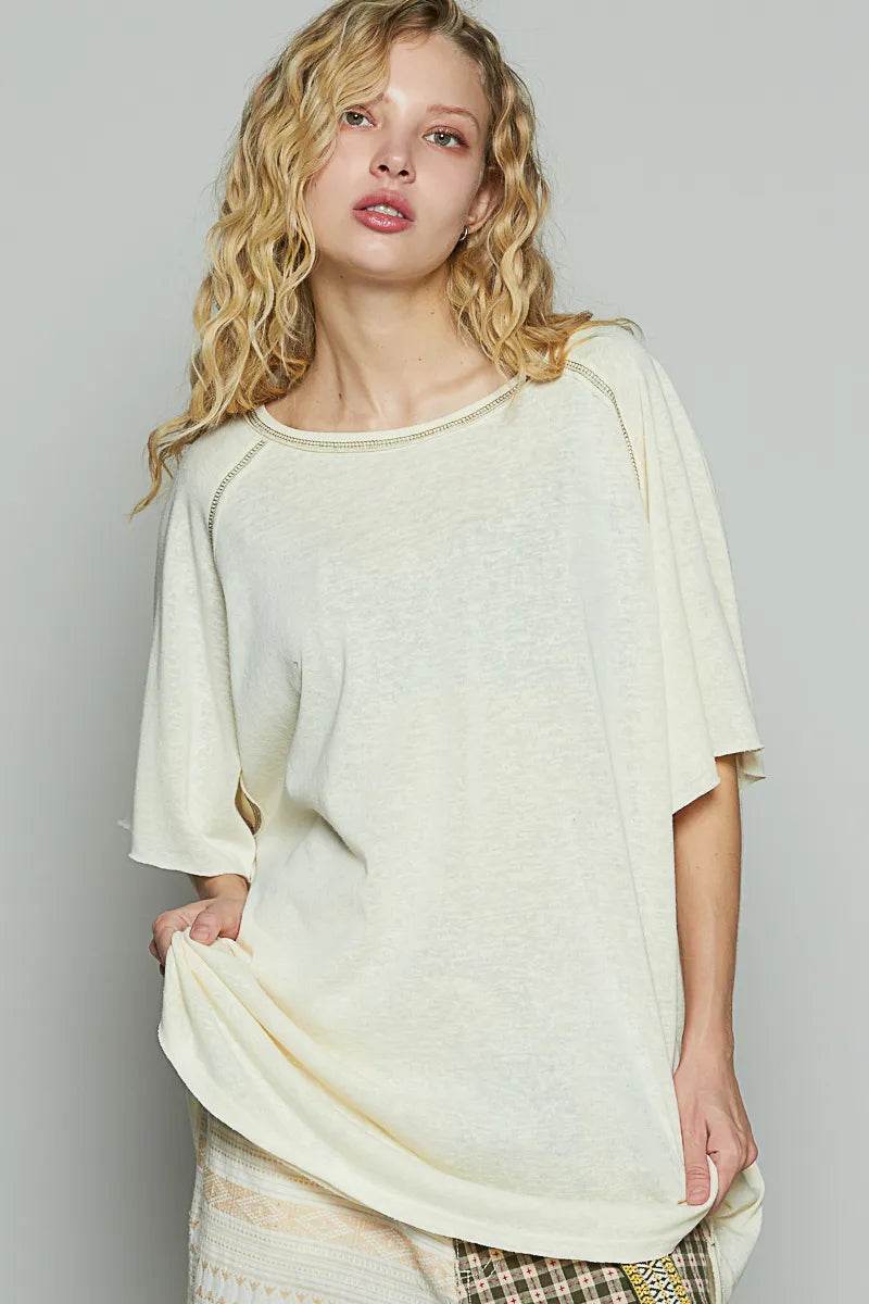 POL Contrast Stitching Half Sleeve Oversized T-Shirt Trendsi 635544e7-d061-481b-89e7-9e052154a8d6-Max-Origin
