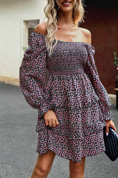 Devine Smocked Flounce Sleeve Ruffled Dress Blush Pink Trendsi 638f787863f7421ebc9a1f9d9fdd7acb-Max
