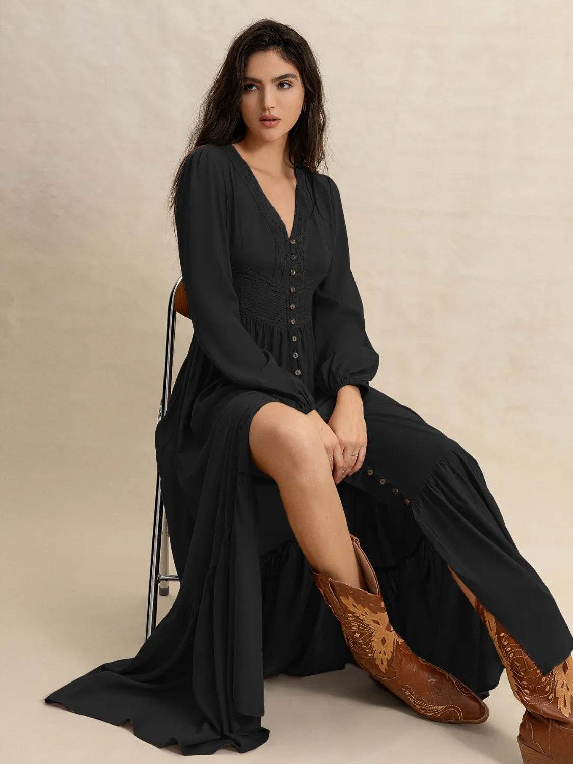 V-Neck Long Sleeve Dress Trendsi 63b9ffd7-6001-49e9-bd6e-0293c7dc403f-Max-Origin