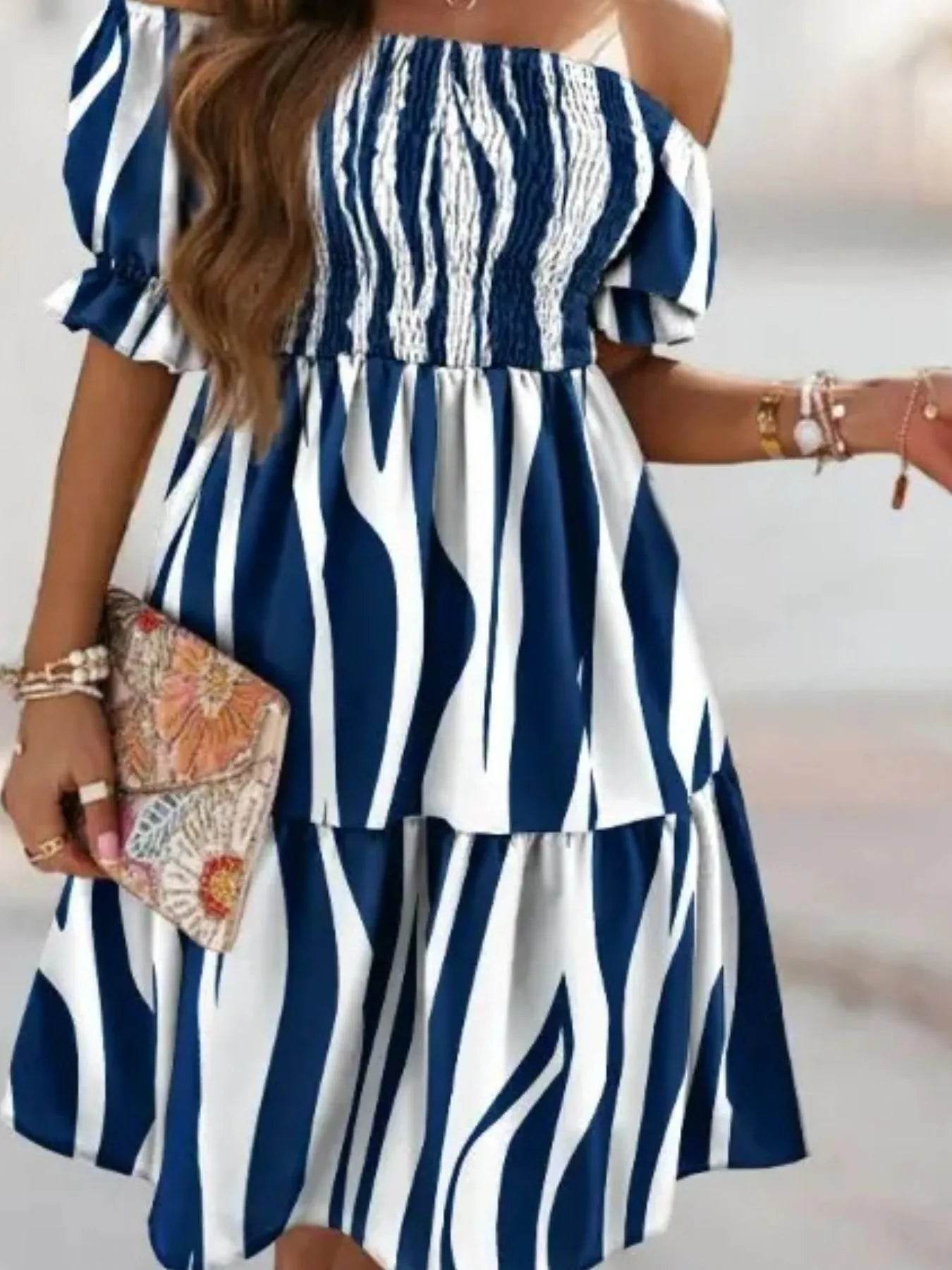 Off Shoulder Smocked Summer Dress Trendsi 63d19727-0e70-43f2-b256-9155b6e15f79-Max-Origin