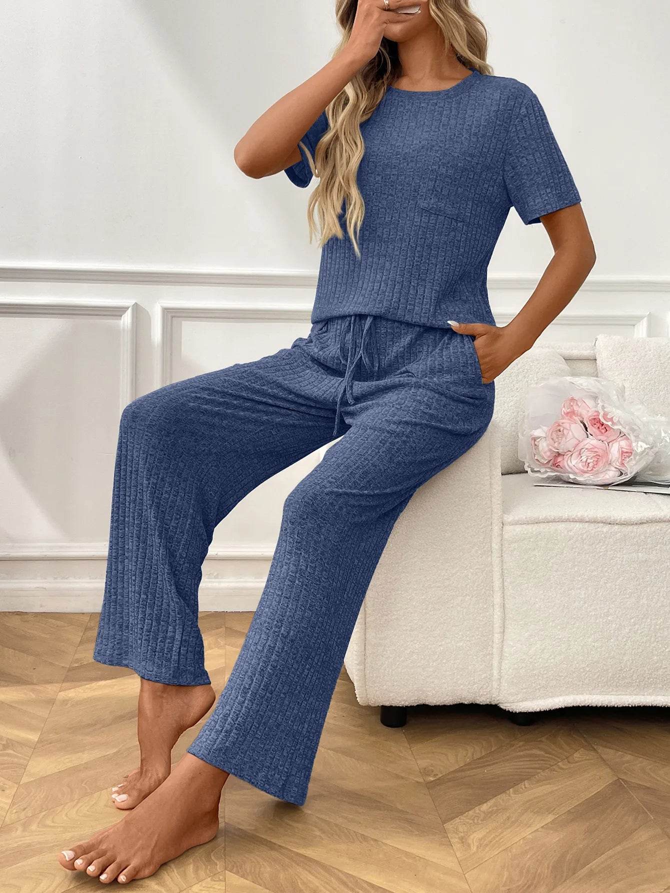Ribbed Knit Short Sleeve Top and Pants Lounge Set Trendsi 645f63b3-bf9c-42d1-b7fd-4358939a5e1e-Max-Origin
