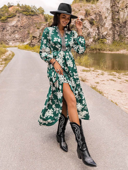Printed Notched Neck Maxi Dress Trendsi 649abc97-3476-4b99-afd0-434bdd0530b5-Max