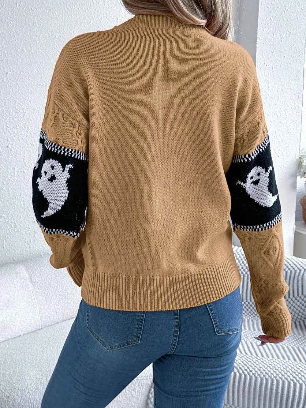 Ghost Round Neck Long Sleeve Sweater Trendsi 64a55c86-a0e0-4852-8307-b940e3942aeb-Max
