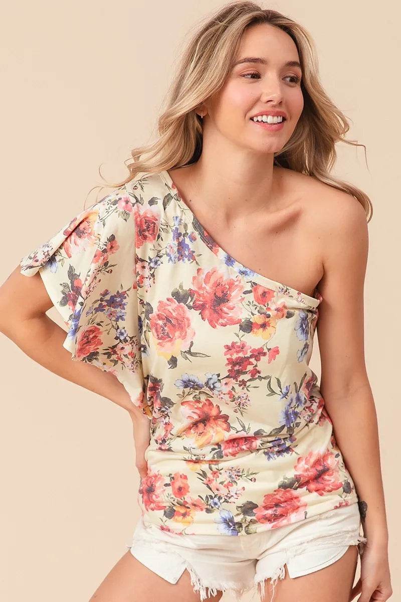 BiBi Floral Printed Jersey Knit Ruffle Sleeve Top Trendsi 64ad594722f341d7bec4af6e5c813916-Max-Origin