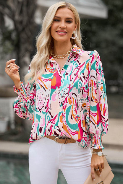 Printed Puff Sleeve Collared Blouse Trendsi 64cf5741d8bc4de98a5e8c78dcff7e0d-Max