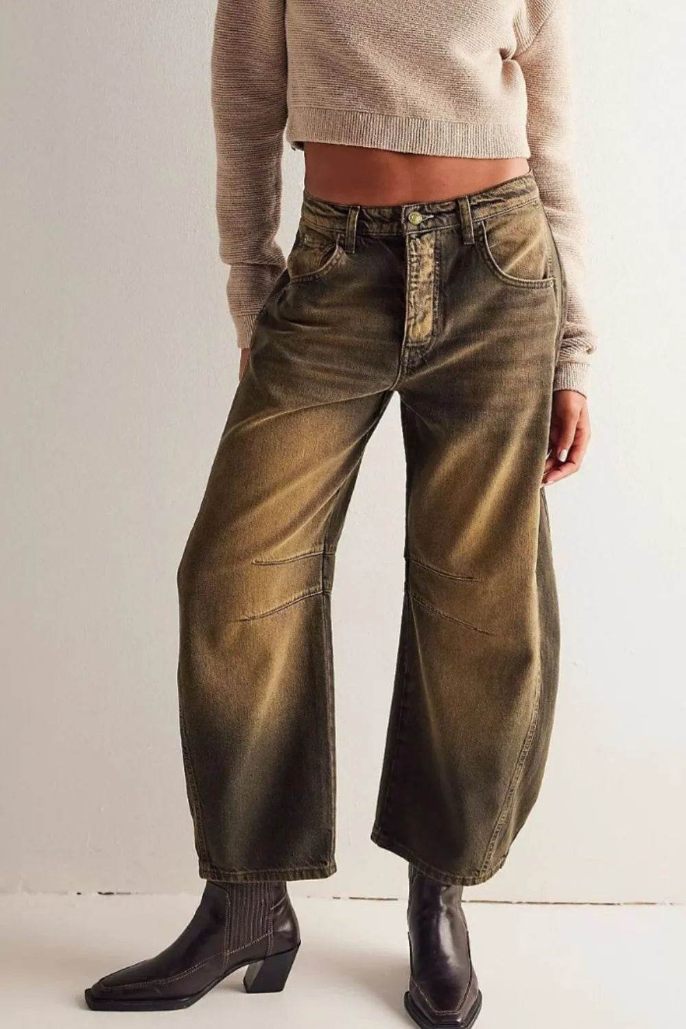 Wide Leg Jeans with Pockets Olive Brown Trendsi 64d0c6df-5e5f-41df-b715-c5bbbb5b7072-Max