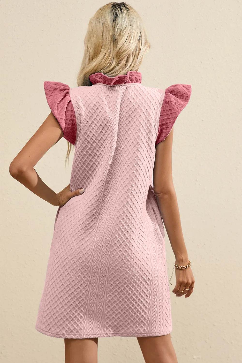 Ruffled V-Neck Cap Sleeve Mini Dress Trendsi 64d604ea-fd66-4f0e-b814-188da27a0d9a-Max
