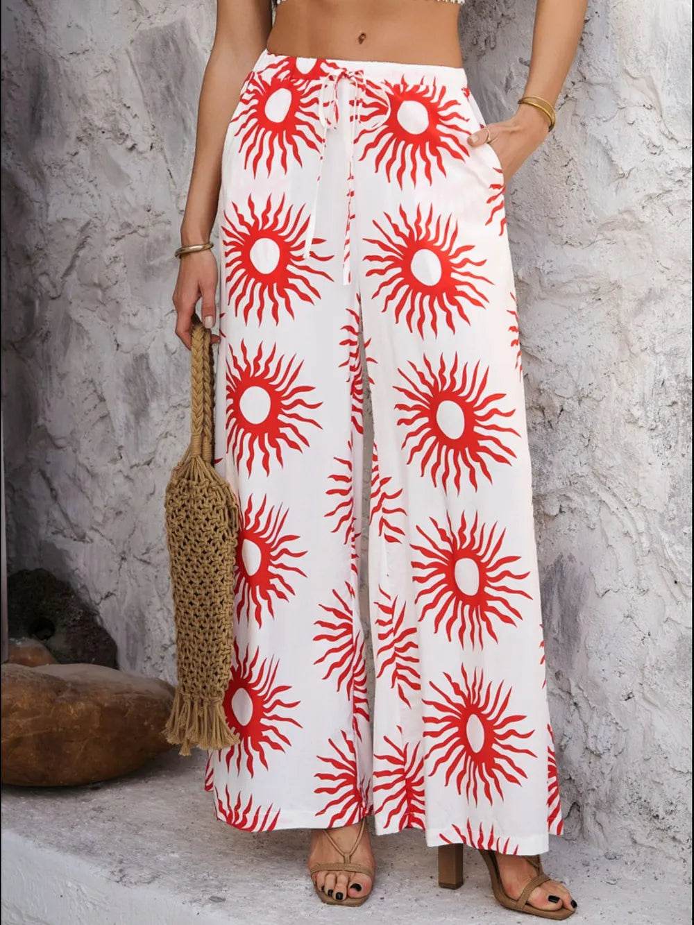 Devine Drawstring Printed Wide Leg Pants Trendsi 64f8d626-0681-4fe6-8725-950d92918e42-Max