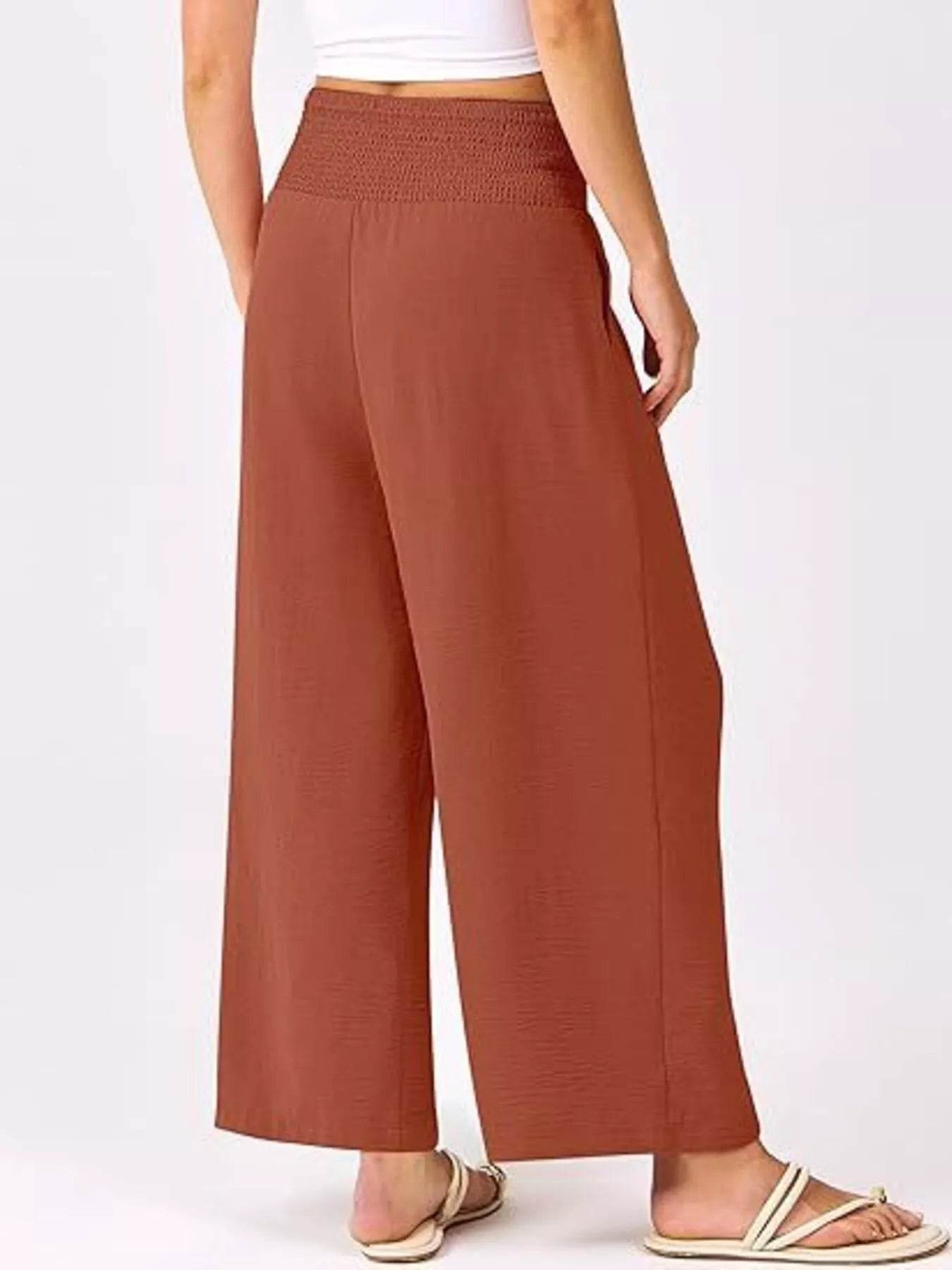 Wide Leg Smocked High Waist Pants Trendsi 652b939882ae423eb499479cef95300b-Max-Origin