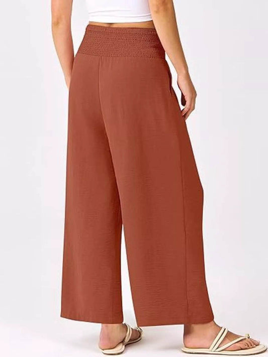Wide Leg Smocked High Waist Pants Trendsi 652b939882ae423eb499479cef95300b-Max-Origin