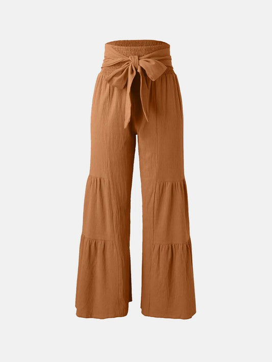 Tied Ruched Wide Leg Pants Trendsi 6530dcf6-fca6-40c6-b848-7471b0636919-Max
