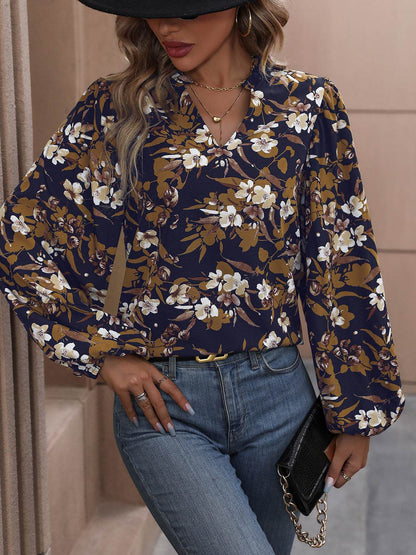 Perfee Floral Notched Balloon Sleeve Blouse Trendsi 653a017aca274cf3b0a4c0d0af3bcbe0-Max