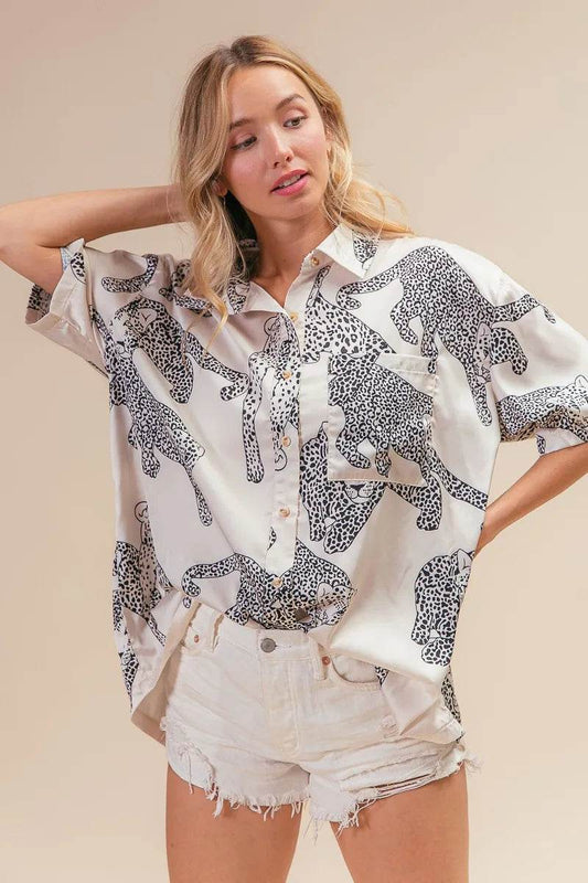 BiBi Leopard Print Short Sleeve Silky Satin Shirt Top Trendsi 6549b7ae36b84fc2b3a28ec571310d74-Max-Origin