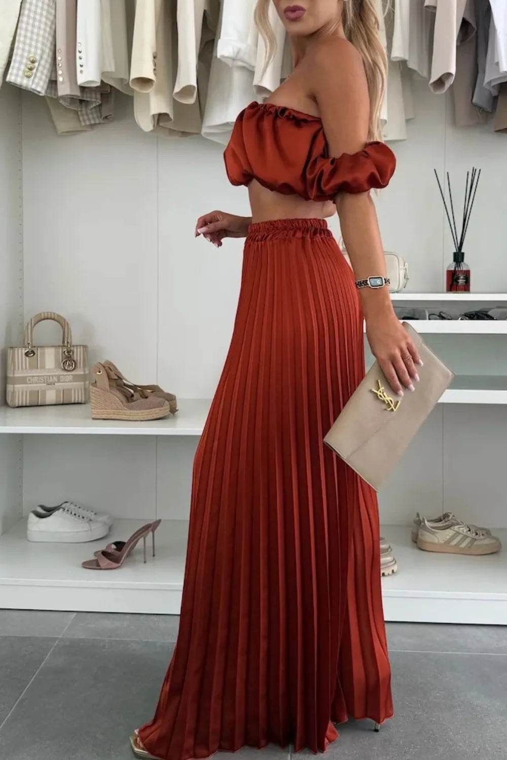 Off-Shoulder Top and Pleated Pants Set Trendsi 658133f7-efb2-4817-8276-b9dce16a2090-Max-Origin