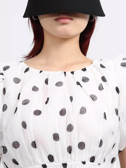 Polka Dot Puff Sleeve Top and Skirt Set Trendsi 6582ab3a-254a-4428-86f8-5f8a362d43ef-Max-Origin