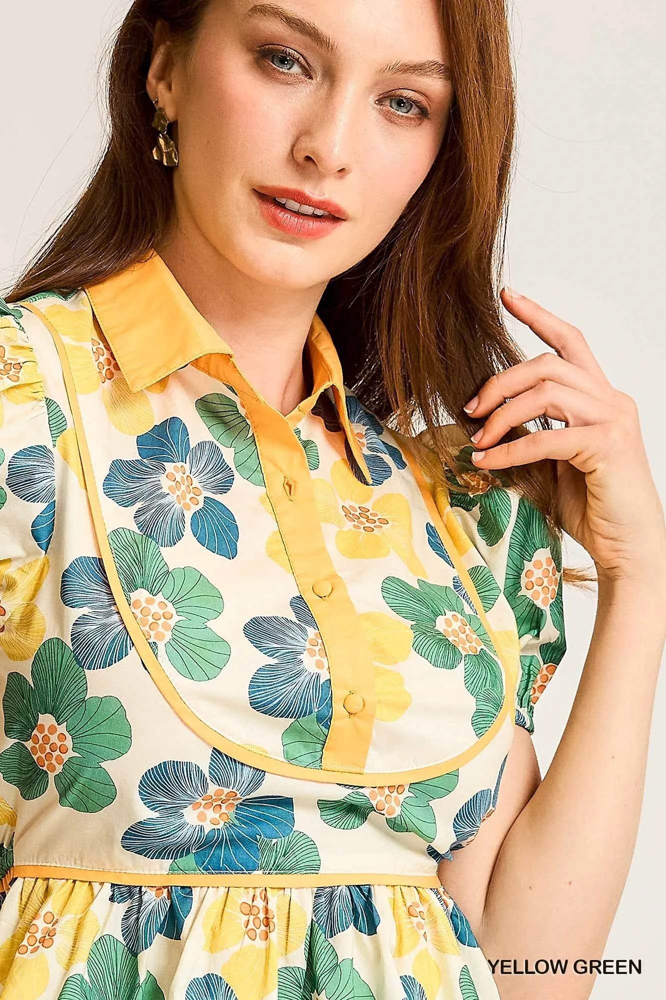 Umgee Floral Print Puff Sleeve Cropped Blouse Trendsi 65a61a55-eaa5-419f-84d4-e6a11ed3e813-Max-Origin
