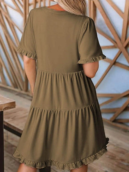 Tiered Notched Short Sleeve Mini Dress Trendsi 65c61685-19db-41cb-9c80-6486915883b6-Max-Origin