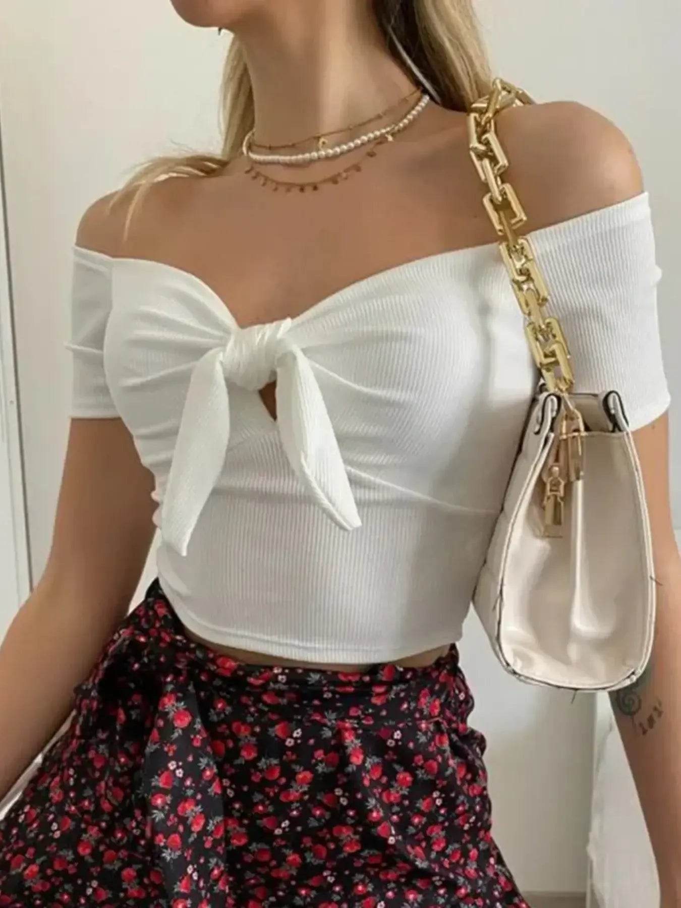 Off-Shoulder Bow-Tie Crop Top White Trendsi 65ddfb8a0be147a1ba85e974569203db-Max-Origin