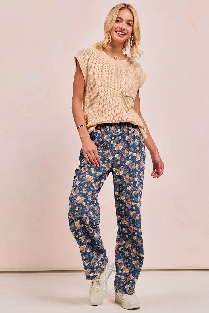 BiBi Washed Floral Print Wide Leg Jeans Trendsi 6619db454aa942949452e0216d364100-Max-Origin