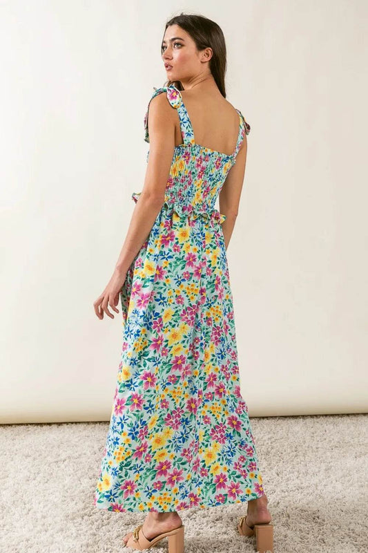 BiBi Floral Ruffle Trim Smocked Cami Dress Trendsi 6628119b-0654-40b2-98b6-02de27041574-Max