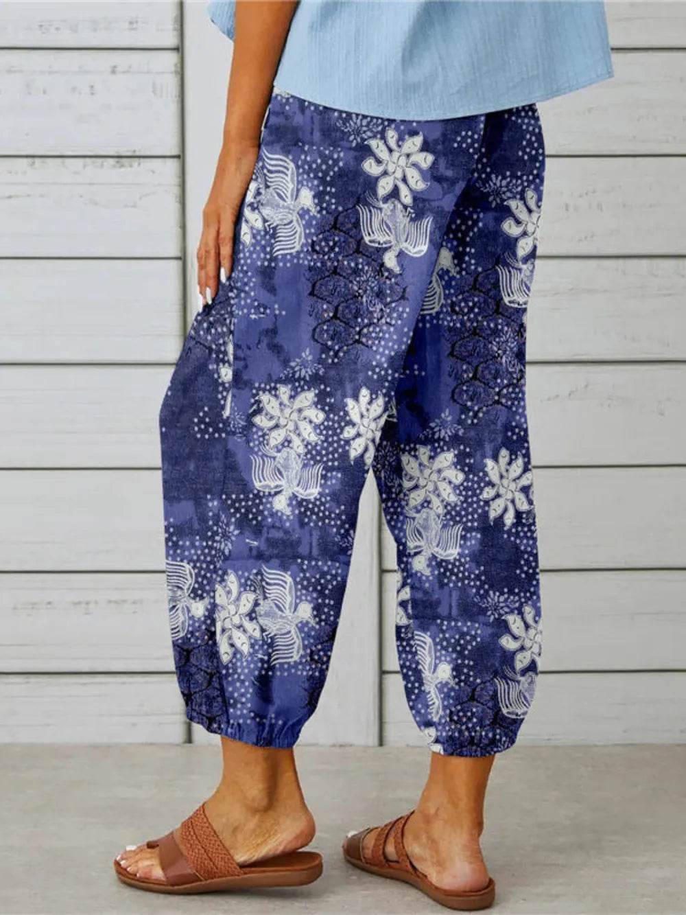 Printed Tied Cropped Pants Trendsi 662aafa6f689439fac4c3271c80f9a66-Max