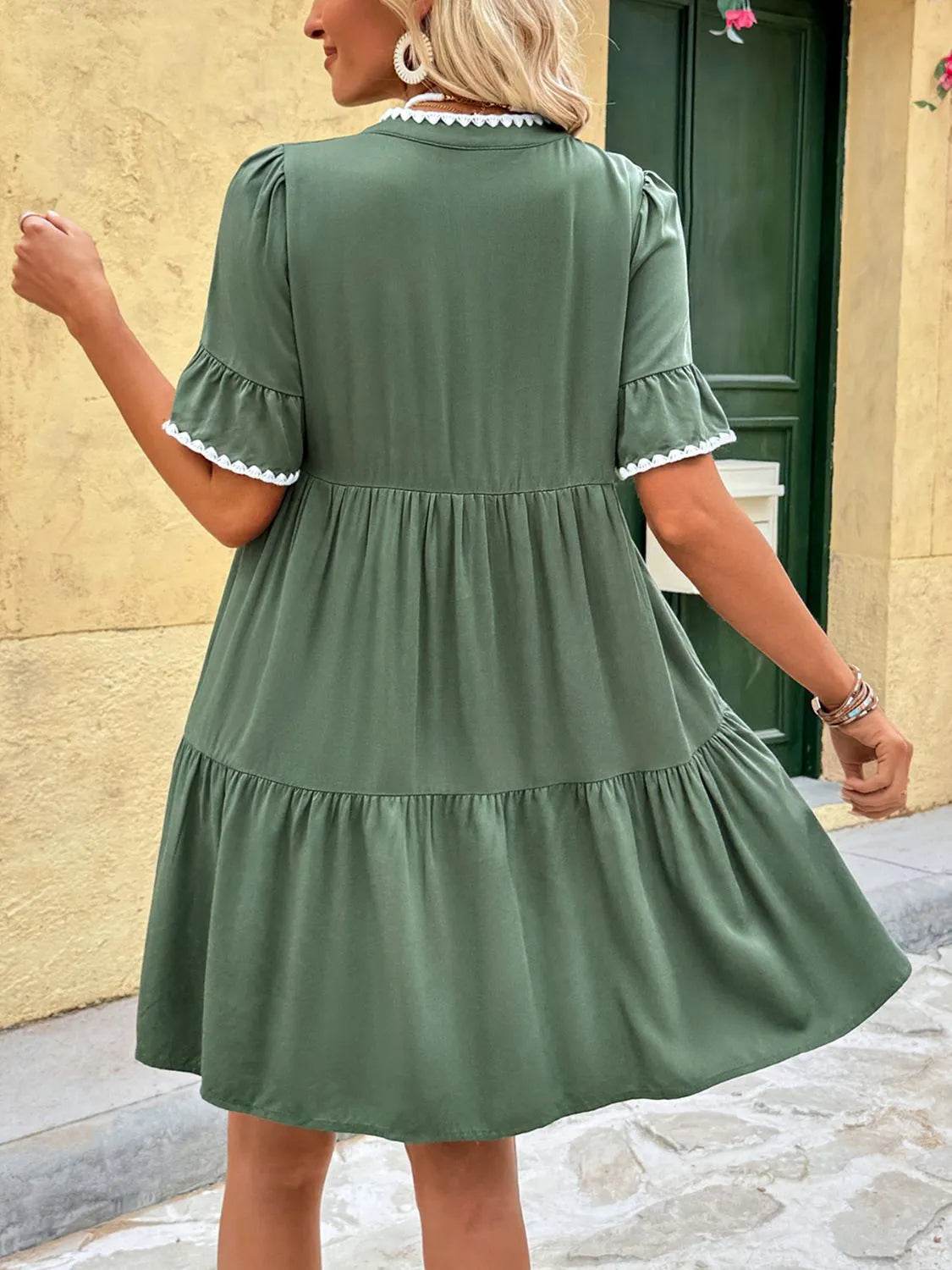 Lace Detail Notched Flounce Sleeve Mini Dress Trendsi 666ea50c-6c40-4144-85ea-b940f300f17c-Max-Origin