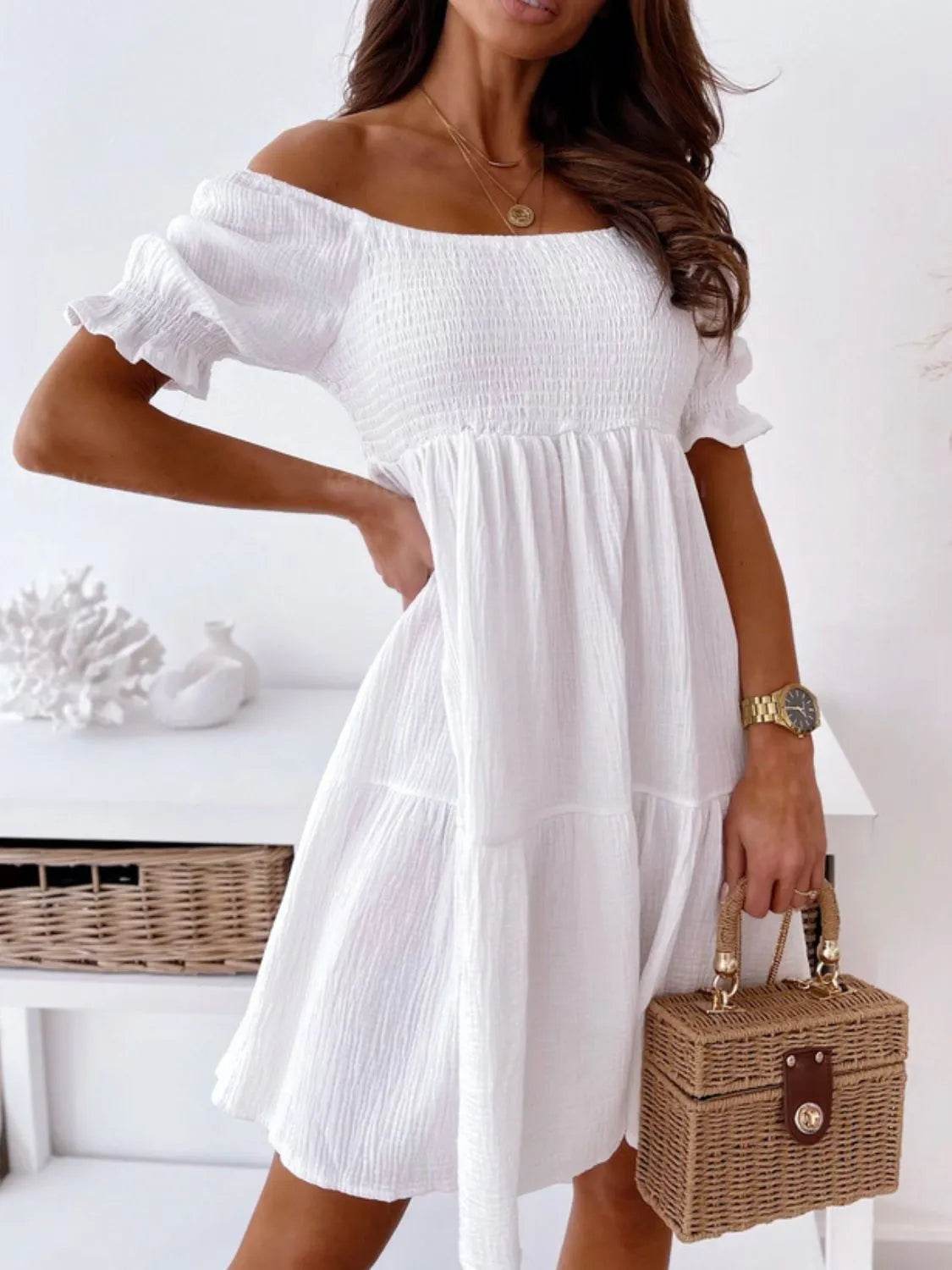 Smocked Off-Shoulder Mini Dress Trendsi 66723eb2-02b4-4fe8-9776-770d53ac80bb-Max-Origin