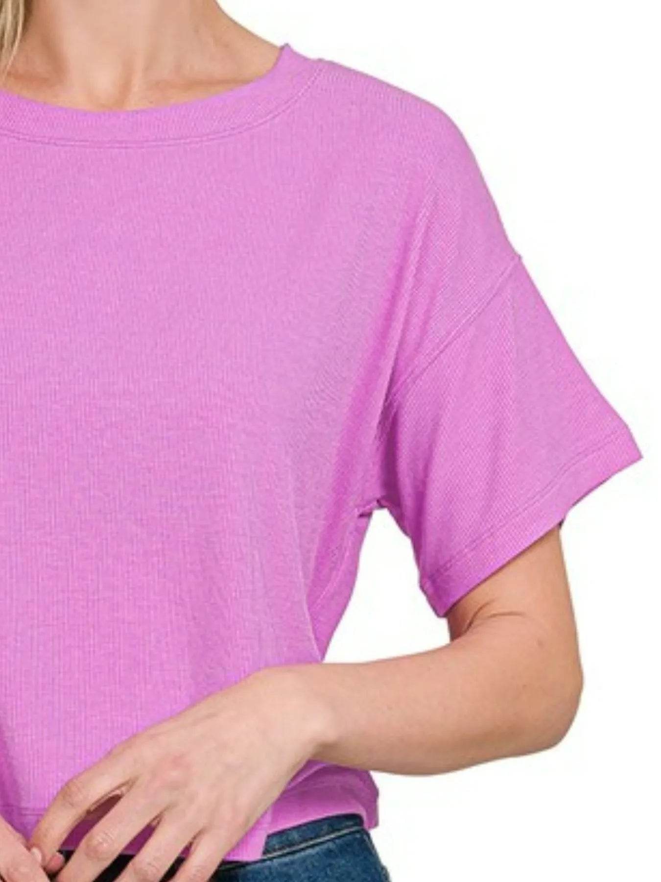 Zenana Ribbed Round-Neck Crop T-Shirt Trendsi 6691dfd8-3b8c-4ab2-873b-8a1c84f68e24-Max-Origin
