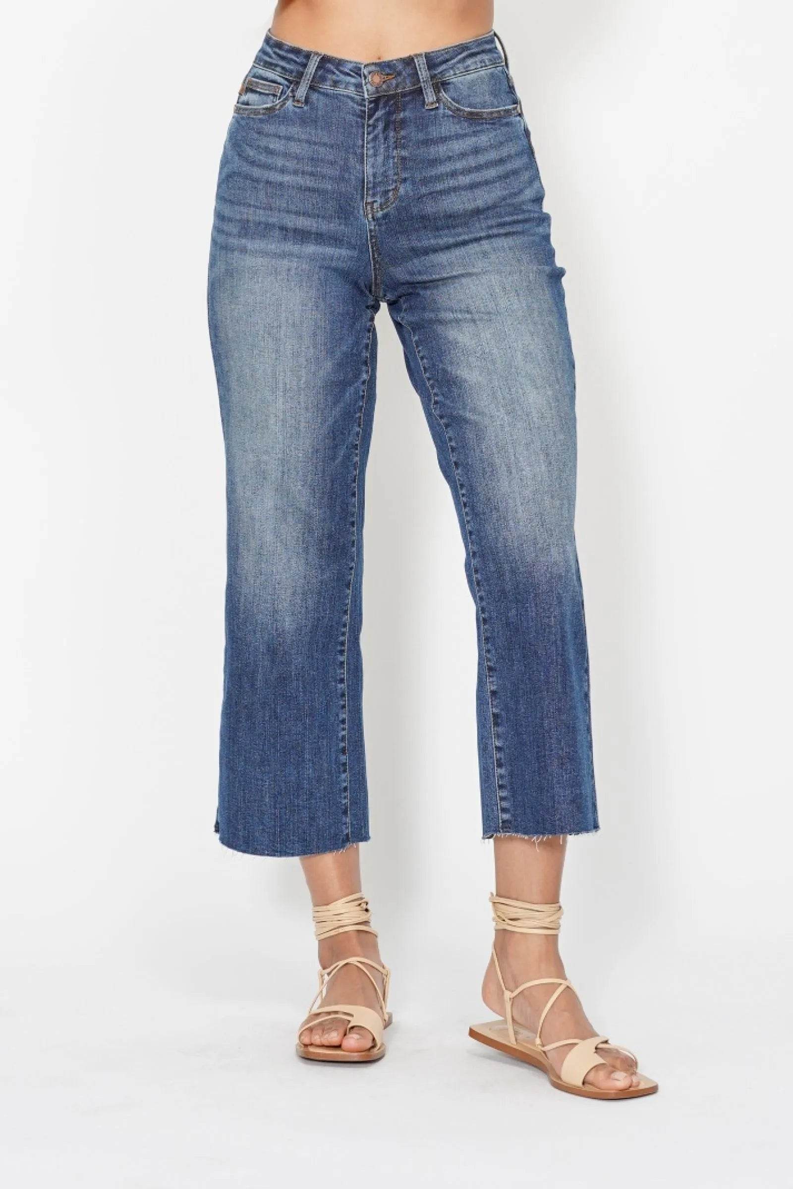 Judy Blue High Waist Back Pocket Embroidery Crop Wide Jeans Dark Trendsi 66aac943-3031-47ef-bb74-506e31295842-Max-Origin