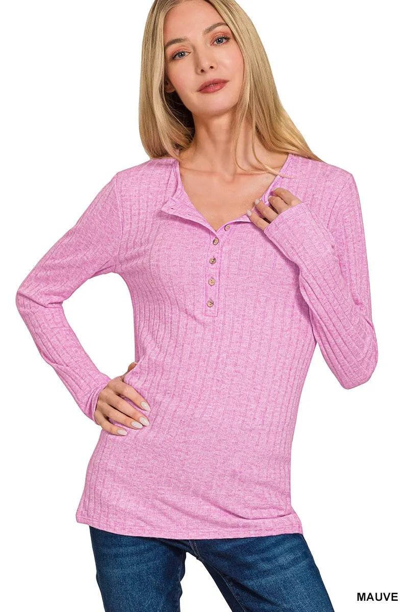 Zenana Ribbed Long Sleeve Half Button Top Trendsi 66ba3975f2d842d0853aa32a3bf288e4-Max-Origin