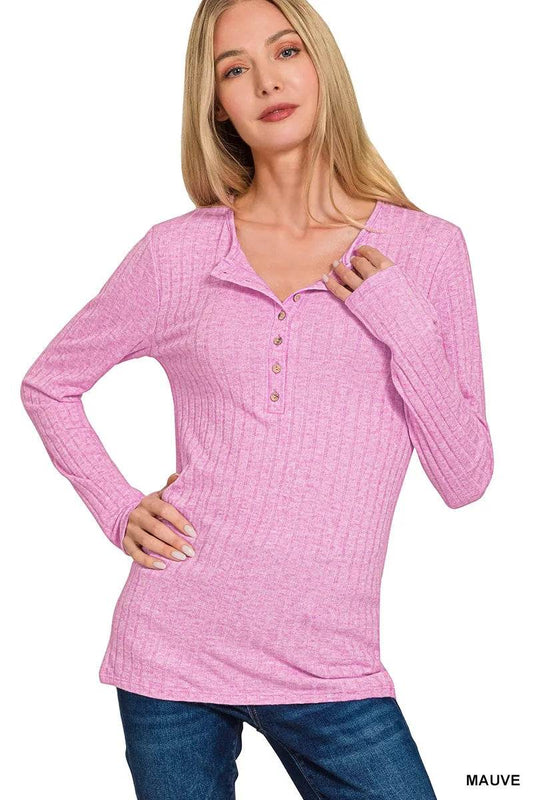 Zenana Ribbed Long Sleeve Half Button Top Trendsi 66ba3975f2d842d0853aa32a3bf288e4-Max-Origin