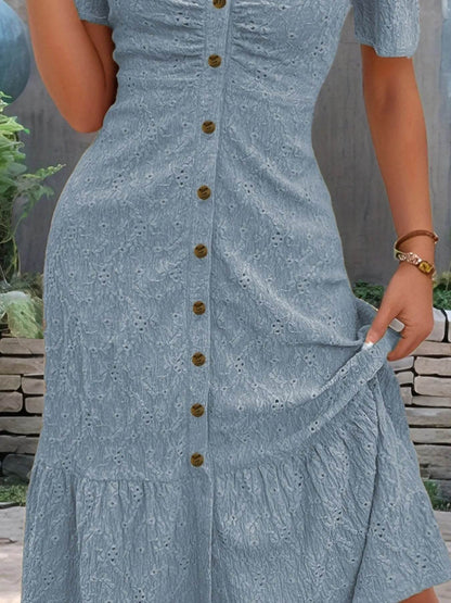 Eyelet Button Front V-Neck Midi Dress Trendsi 66bdd863-b691-44d1-901e-9d8a36780bb8-Max-Origin