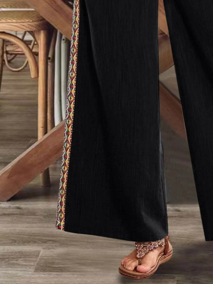 Bohemian Wide Leg Embroidered Side Stripe Pants Trendsi 670443ca-b5e9-427e-a01d-99977b55806d-Max-Origin