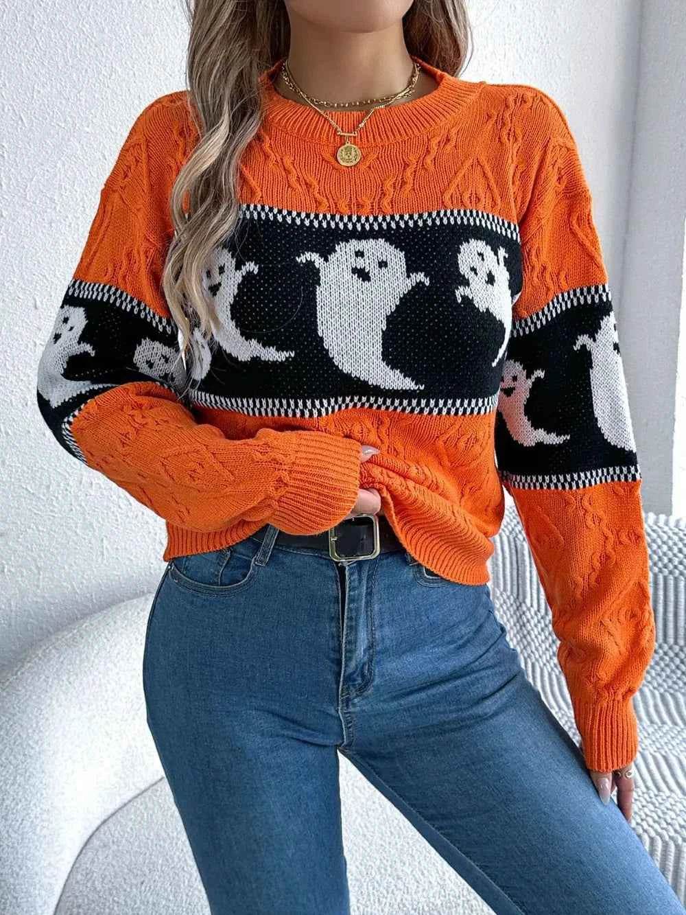Ghost Round Neck Long Sleeve Sweater Trendsi 67319a86-6201-4747-b9ca-c6bac66a6ab8-Max