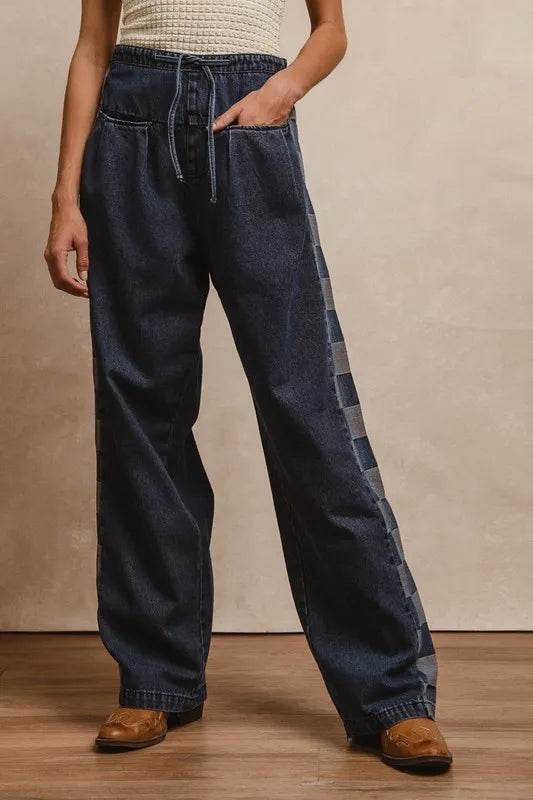 BiBi Washed Denim Mix And Match Long Pants DENIM Trendsi 67321e620bff4514ade4bad5c765d6a6-Max-Origin