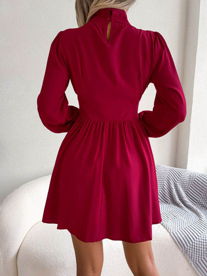 Cutout Turtleneck A-Line Mini Dress Trendsi 6746c330dc6a4235847a9e9186fe6c14-Max