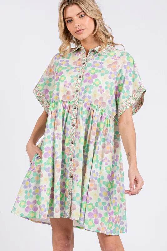 SAGE+FIG Floral Babydoll Short Sleeves Dress Trendsi 6770319b-fd54-433d-a866-ec223f28c447-Max