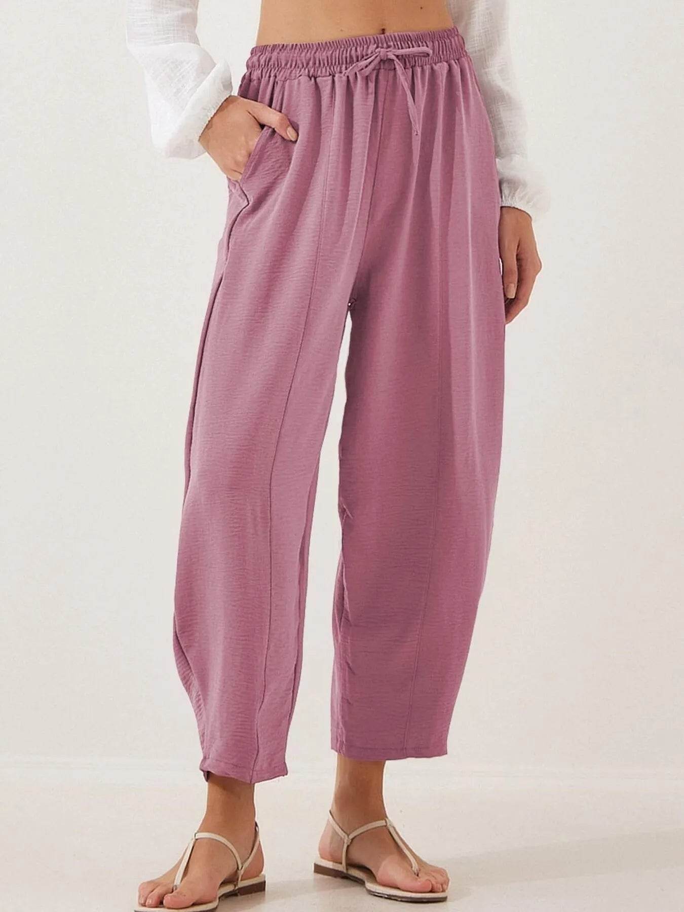 Full Size Drawstring Wide Leg Cropped Pants Plus Size Dusty Pink Trendsi 678a6185984d4010855cdc23ae4d51fb-Max-Origin